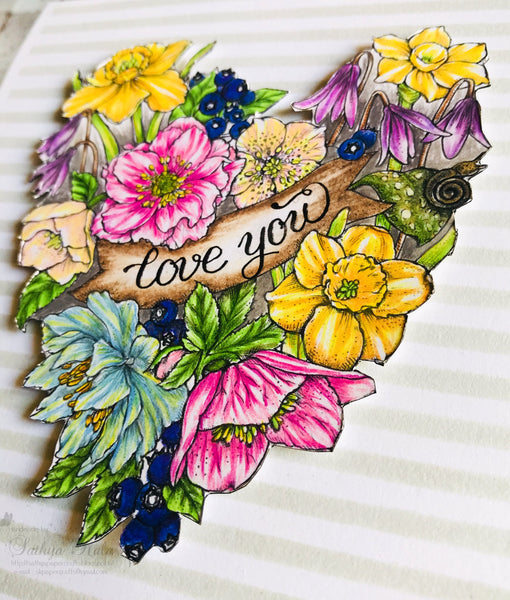 Heart Abloom Digital Stamp Set