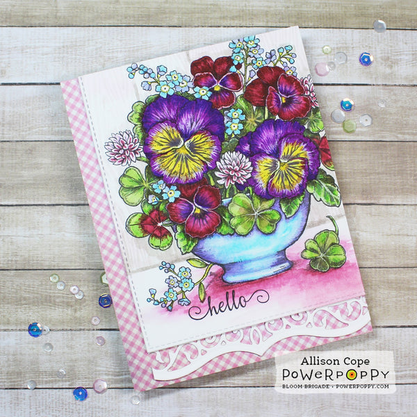 Clover and Pansies Digital Stamp Set