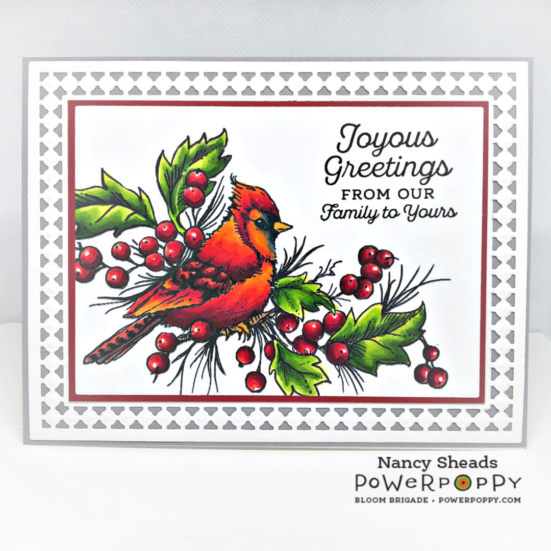 Cardinal / Season's Greetings scene pottery stamp - plastic 3D printed,  multiple sizes