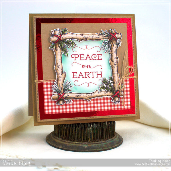 Wreath: Birch and Evergreens Digital Stamp Set