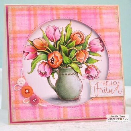 Tulips in Hobnail Pitcher Digital Stamp Set