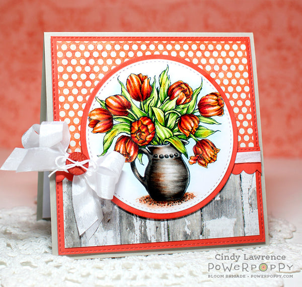 Tulips in Hobnail Pitcher Digital Stamp Set