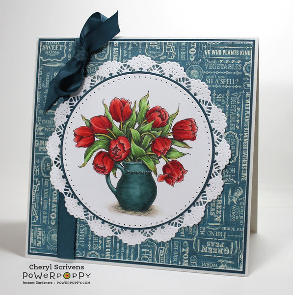 Tulips in Hobnail Pitcher Digital Stamp Set
