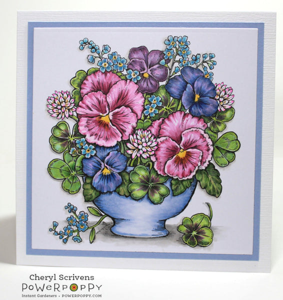Clover and Pansies Digital Stamp Set