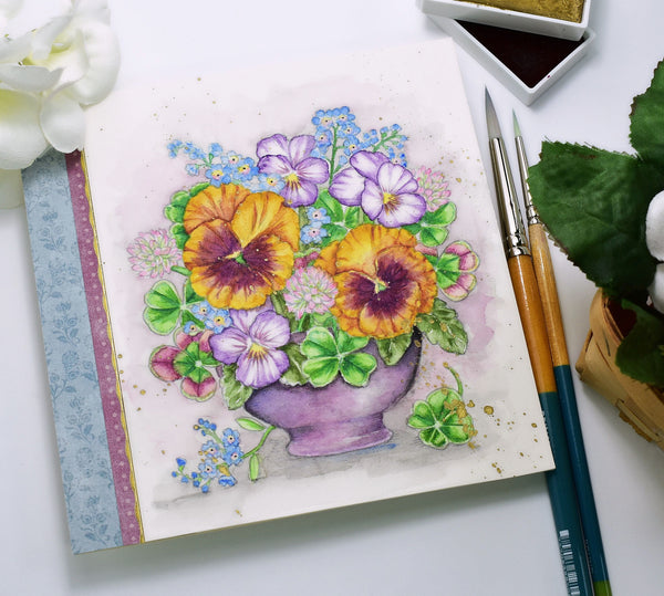 Clover and Pansies Digital Stamp Set