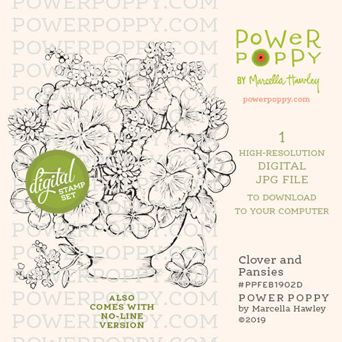 Clover and Pansies Digital Stamp Set