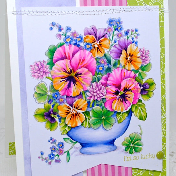 Clover and Pansies Digital Stamp Set