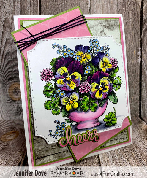 Clover and Pansies Digital Stamp Set