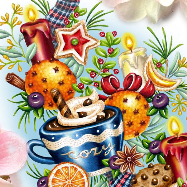 Cozy Candlelit Sips Digital Coloring Page