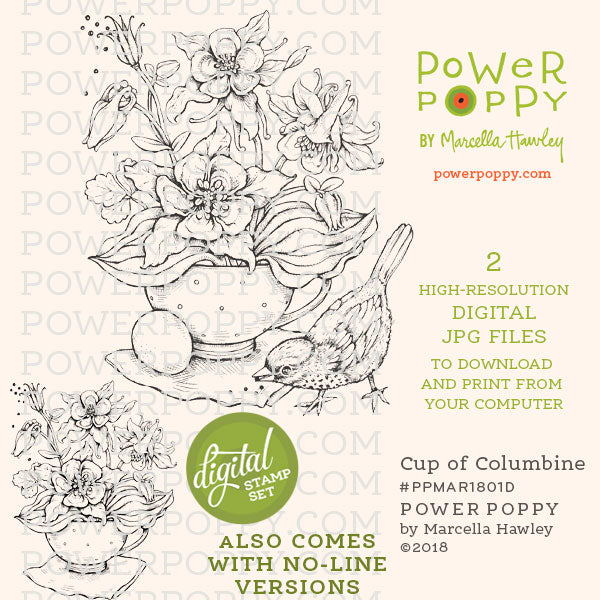 Cup of Columbine Digital Stamp Set