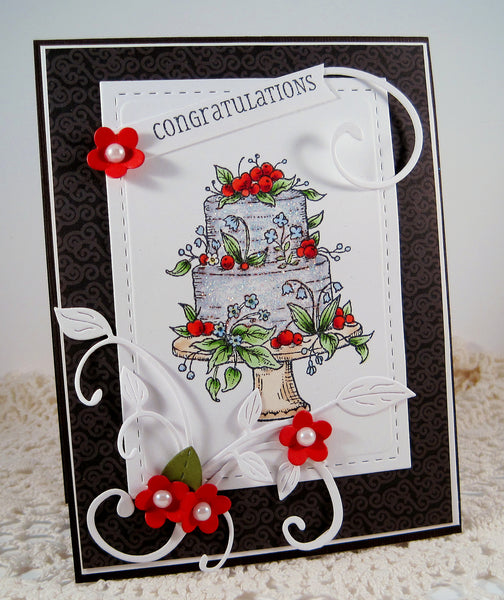 Fancy Flower Cake Digital Stamp Set