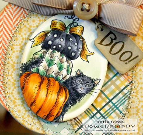 Boo Cat and Pumpkins Digital Stamp Set