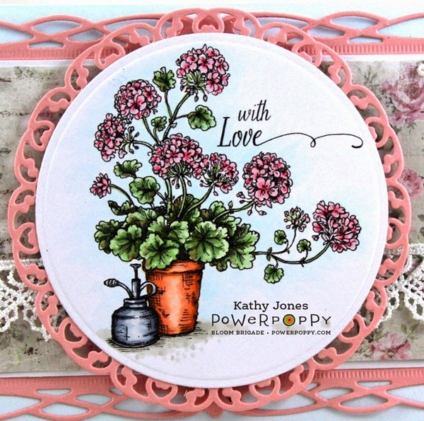 Potted Geranium Digital Stamp Set