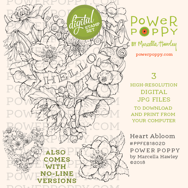 Heart Abloom Digital Stamp Set