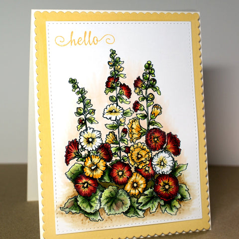 Old Time Hollyhocks Digital Stamp Set