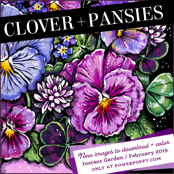 Clover and Pansies Digital Stamp Set