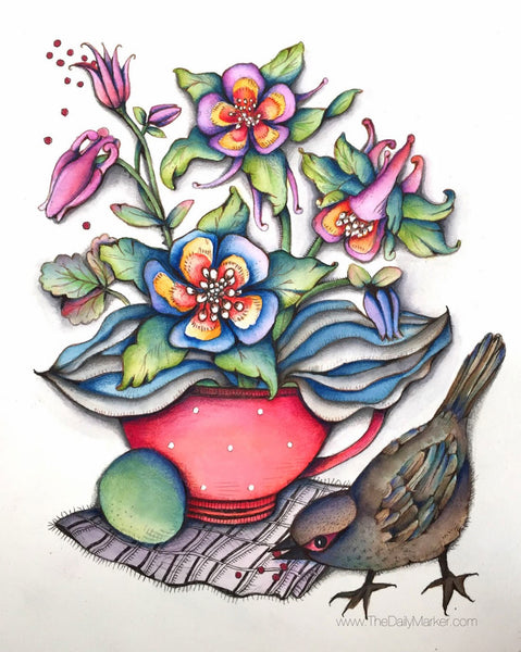Cup of Columbine Digital Stamp Set