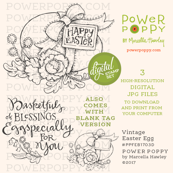 Vintage Easter Egg Digital Stamp Set