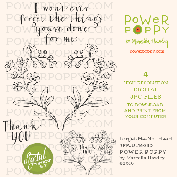 Forget-Me-Not Heart Digital Stamp Set
