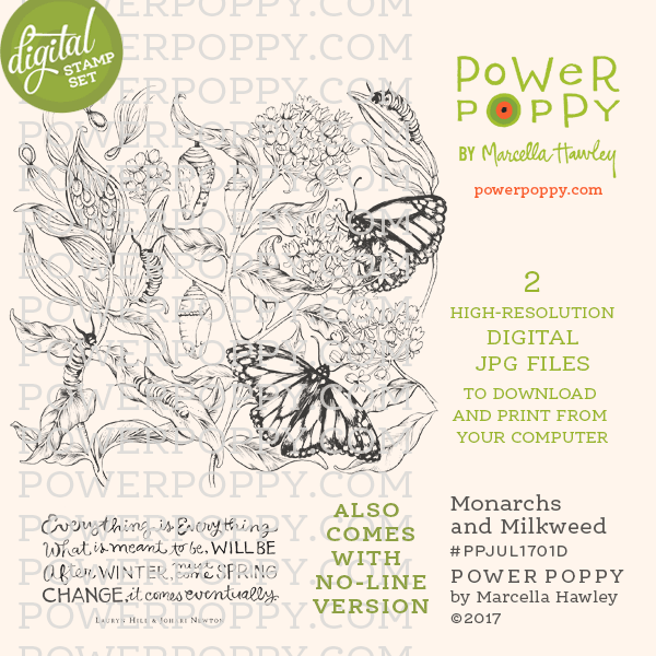 Monarchs and Milkweed Digital Stamp Set
