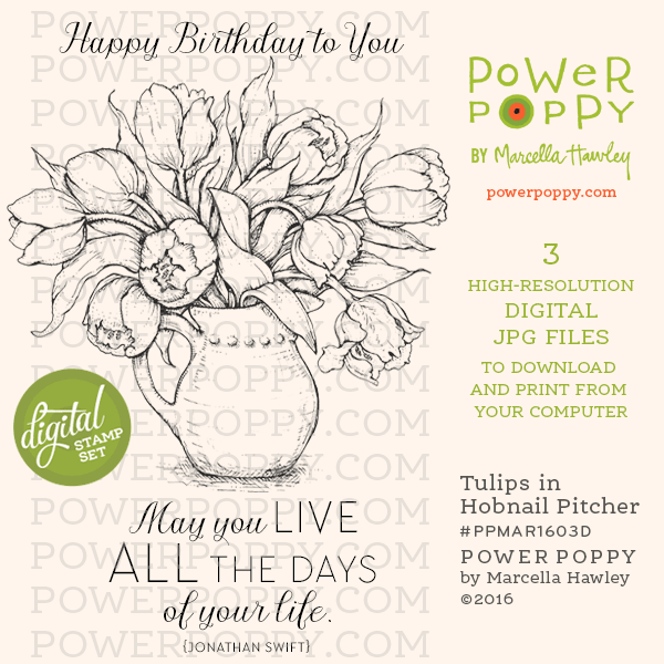 Tulips in Hobnail Pitcher Digital Stamp Set