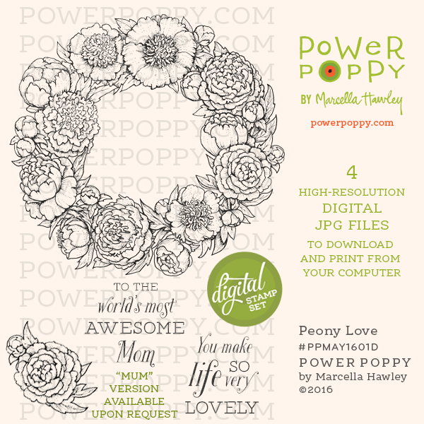 Peony Love Digital Stamp Set