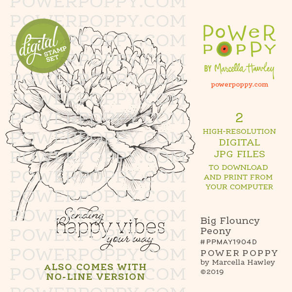 Big Flouncy Peony Digital Stamp Set