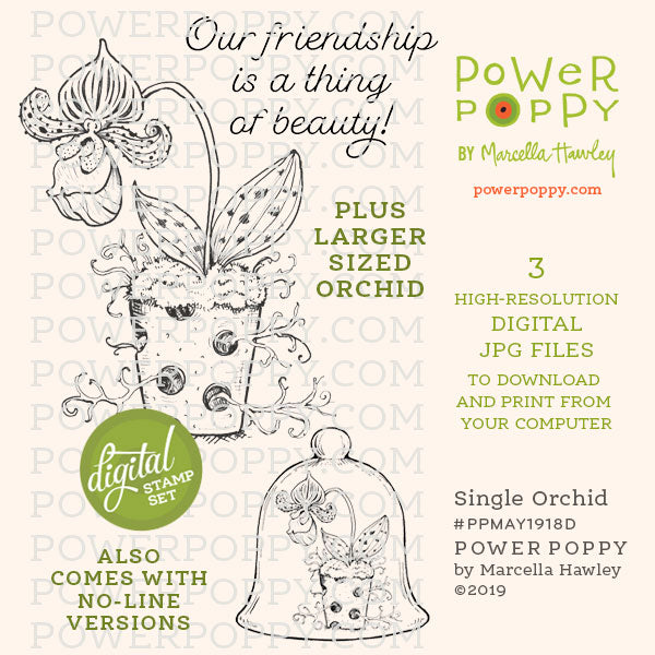 Single Orchid Digital Stamp Set