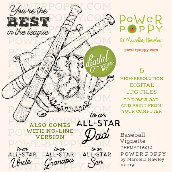 Baseball Vignette Digital Stamp Set