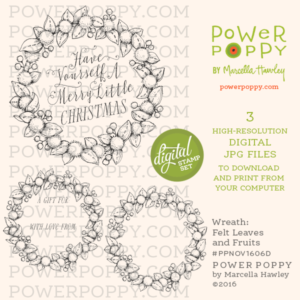Wreath: Felt Leaves and Fruits Digital Stamp Set