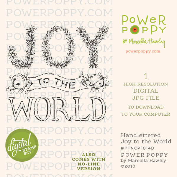 Handlettered Joy to the World Digital Stamp Set