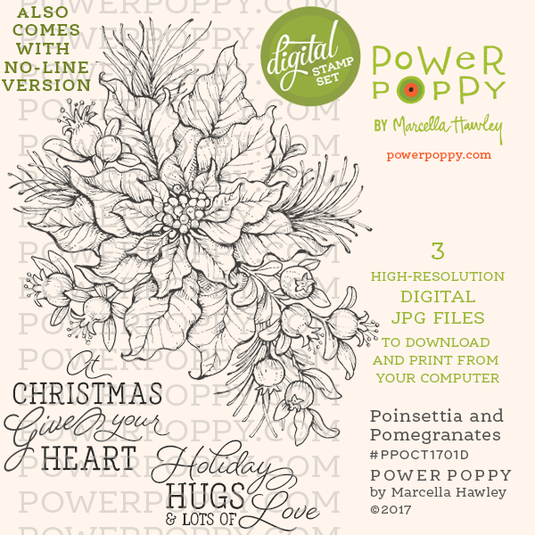 Poinsettia and Pomegranates Digital Stamp Set