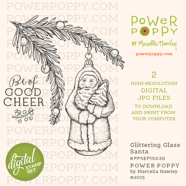 Glittering Glass Santa Digital Stamp Set
