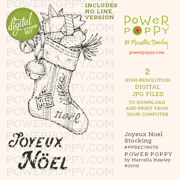 Joyeux Noel Stocking Digital Stamp Set