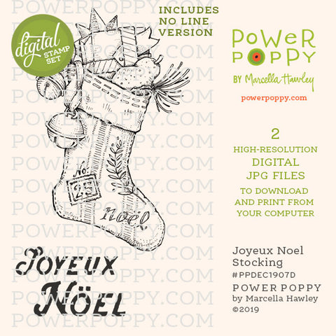 Joyeux Noel Stocking Digital Stamp Set