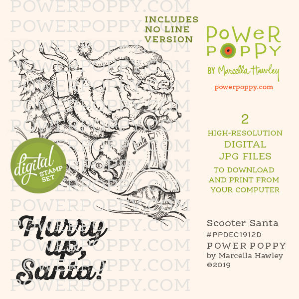 Scooter Santa Digital Stamp Set