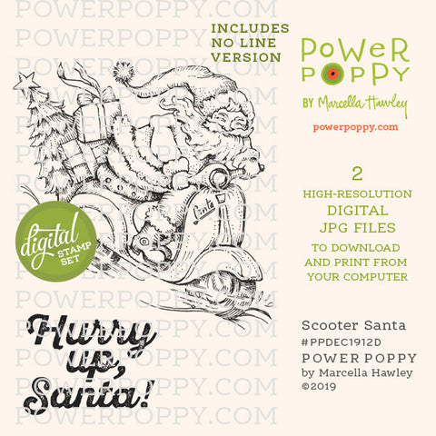 Scooter Santa Digital Stamp Set