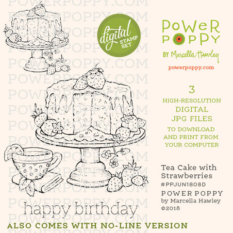 Tea Cake with Strawberries Digital Stamp Set