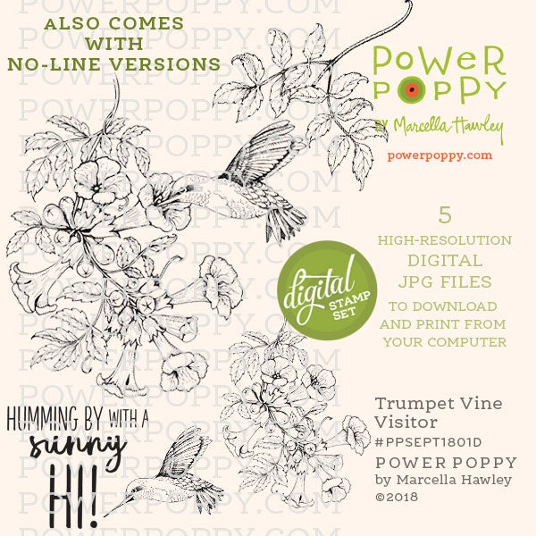 Trumpet Vine Visitor Digital Stamp Set