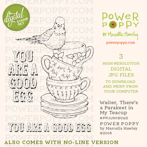 Waiter, There's a Parakeet in My Teacup Digital Stamp Set