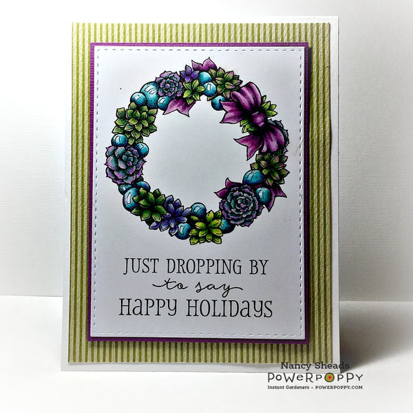 Wreath: Succulents and Baubles Digital Stamp Set