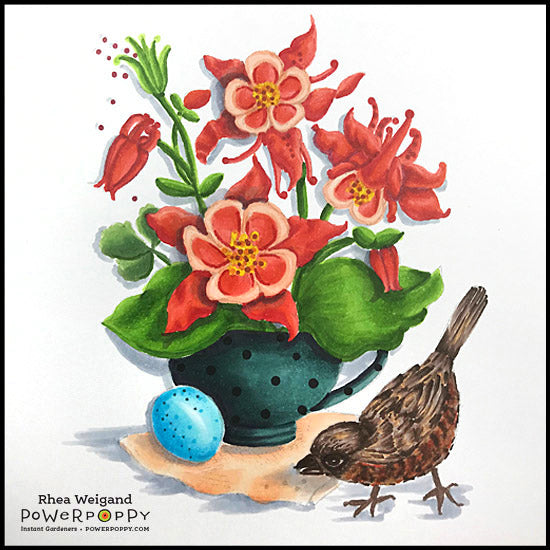Cup of Columbine Digital Stamp Set