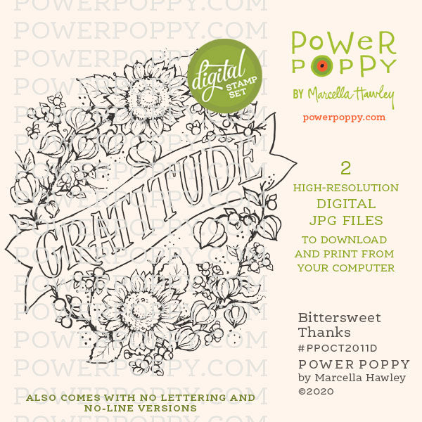 Bittersweet Thanks Digital Coloring Page