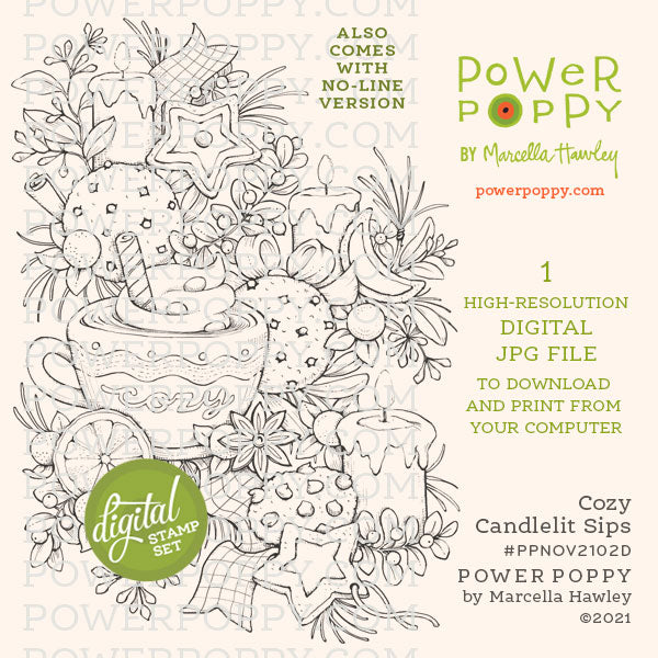 Cozy Candlelit Sips Digital Coloring Page