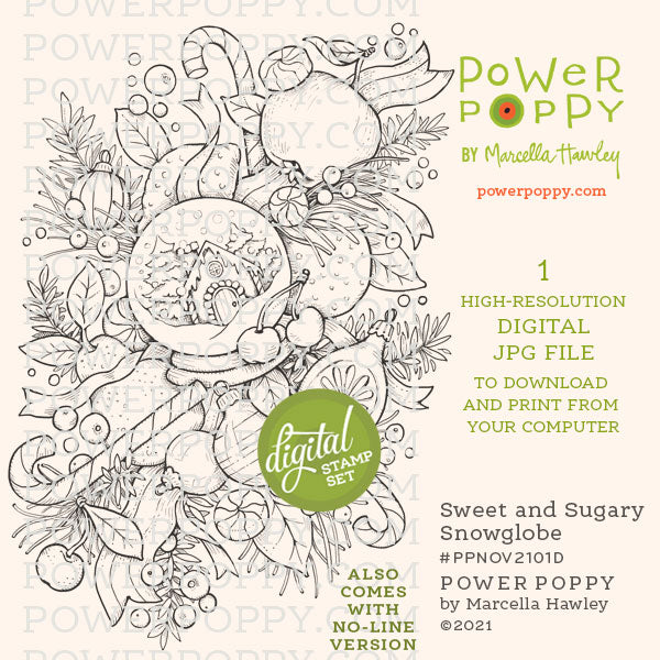 Sweet and Sugary Snowglobe Digital Coloring Page