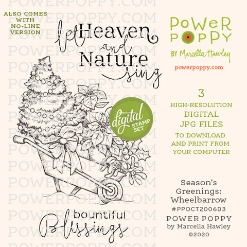 Season's Greenings: Wheelbarrow Digital Stamp Set