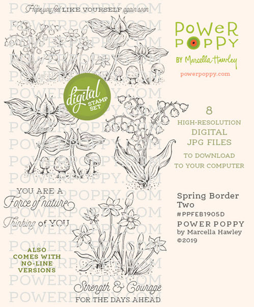 Spring Border Two Digital Stamp Set