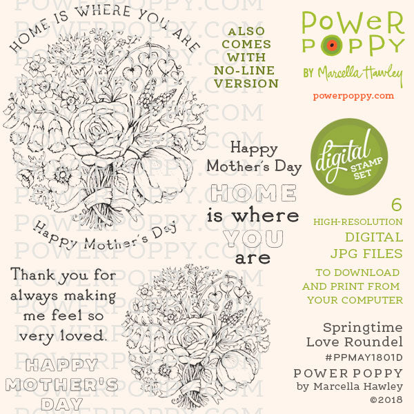 Springtime Love Roundel Digital Stamp Set