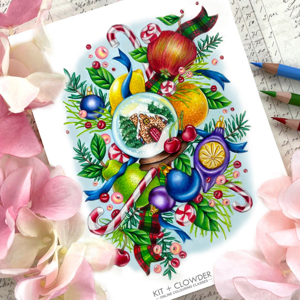 Sweet and Sugary Snowglobe Digital Coloring Page