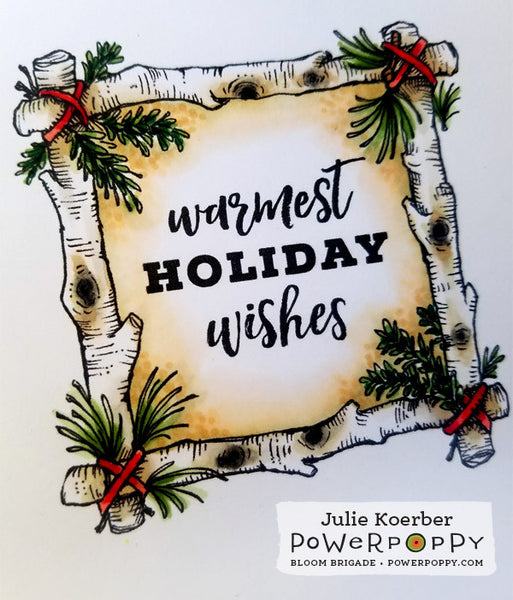 Wreath: Birch and Evergreens Digital Stamp Set